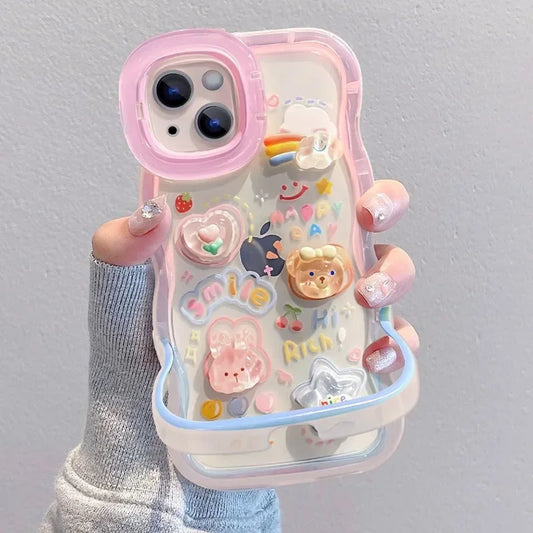 3D Heart Stand Case – Cute Cartoon Holder for iPhone